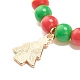 Bracelet extensible en perles d'acrylique et de résine avec breloque en alliage d'émail pour Noël BJEW-JB08246-7
