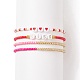 4Pcs 4 Style Heart & Word Kiss Plastic Beaded Stretch Bracelets Set BJEW-JB08699-4