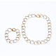 Aluminum Textured Curb Chain Bracelets & Necklaces Jewelry Sets SJEW-JS01094-02-1