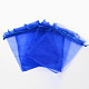 オーガンジーバッグ巾着袋  リボン付き  ブルー  18x13cm X-OP-R016-13x18cm-10-2