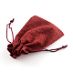 ポリエステル模造黄麻布包装袋巾着袋  暗赤色  14x10cm X-ABAG-R005-14x10-06-3