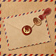 Cabeza de sello de cera de latón dorado con mango de madera AJEW-WH0208-828-3