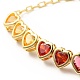 Colorful Cubic Zirconia Heart Link Bracelet BJEW-E073-02G-2