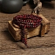 ビーズ数珠ブレスレット 108 個  ラマダン&イード・ムバラク用イミテーションサンダルウッドラウンドビーズラップブレスレットネックレス  インディアンレッド  23-5/8インチ（60cm） PW-WG98399-03-1