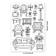 GLOBLELAND Furniture Clear Stamps Sofas Potted Plants Chandeliers Cabinets Silicone Clear Stamp Seals for Cards Making DIY Scrapbooking Photo Journal Album Decoration DIY-WH0167-57-0200-6
