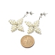 Aretes con estrella trenzada y perlas de vidrio EJEW-JE04982-01-4