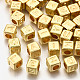 CCBプラスチックビーズ  水平穴  文字付きのキューブ  ゴールドカラー  6x6x6mm  穴：3mm  約2800個/500g CCB-N004-001B-G-1