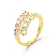 Clear & Pink Cubic Zirconia Adjustable Ring RJEW-C050-08G-1
