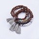 Natural & Synthetic Mixed Stone & Wood Stretch Bracelets BJEW-JB03480-1