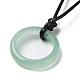 Natürliche grüne Aventurin-Ring-Anhänger-Halskette mit gewachsten Kordeln NJEW-R262-01A-09-3