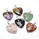 Heart with Flower Platinum Plated Brass Natural & Synthetic Mixed Stone Pendants G-F228-31-RS-1