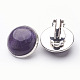 Natural Amethyst Brass Clip-on Earrings EJEW-A051-A013-3