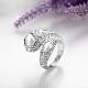 Real Platinum Plated Tin Alloy Czech Rhinestone Wide Band Rings for Women RJEW-BB01117-7P-3