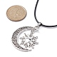 Ожерелье с подвеской в тибетском стиле из сплава «Луна и Солнце» с вощеными шнурами NJEW-JN04458-1
