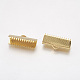 304ステンレス鋼リボンカシメエンドパーツ  長方形  ゴールドカラー  9x20mm  穴：1x3mm STAS-G187-24G-20mm-2