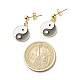 3 paires 3 style rond plat avec boucles d'oreilles pendantes en émail en alliage yin yang et boucles d'oreilles à levier et à levier EJEW-JE04893-7