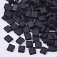 2ホールガラスシードビーズ  つや消し色  正方形  ブラック  5x4.5~5.5x2~2.5mm  穴：0.5~0.8mm  約1180個/袋 SEED-S031-L-049F-1