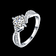 Серебряные латунные плоские круглые обручальные кольца с фианитом RJEW-BB16244-8-2