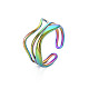 Arcobaleno color 304 anello per polsino aperto avvolgente in filo d'acciaio inossidabile per le donne RJEW-N038-047M-3