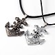Couples Leather Alloy Helm with Skull Pendant Necklaces NJEW-L401-37-1