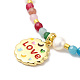 Brass Enamel Flower with Word Lucky Pendant Necklace NJEW-G099-06G-3