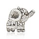 Antique Silver Plated Elephant Alloy Rhinestone Big Pendants ALRI-J169-01AS-2