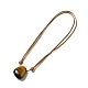 Ожерелье с треугольной подвеской из натурального тигрового глаза с вощеным шнуром для женщин NJEW-G093-01B-3
