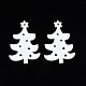 クリスマスのテーマ スプレー塗装木材の大きなペンダント  クリスマスツリー  ホワイト  59x38x2.5mm  穴：2.5mm WOOD-N005-30-1