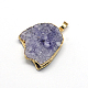 Plated  Natural  Druzy Agate Pendants G-R275-03-2