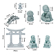 Superfindings 7 Uds. 7 estilos mini puente de piedra arenisca y puerta torii de resina/león/buda ksitigarbha/monjes DJEW-FH0001-23-2