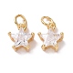 Brass Micro Pave Clear Cubic Zirconia Charms KK-G420-08G-1