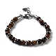Bracelets de perles rondes en pierres précieuses naturelles et synthétiques mélangées BJEW-Q777-04-2