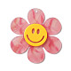 ツートンカラーのアクリルビッグペンダント  笑顔の花  ライトコーラル  55x50x4.5mm  穴：1.8mm OACR-B008-D03-1
