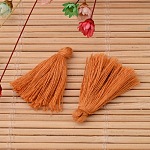 Cotton Thread Tassels Pendant Decorations, Goldenrod, 25~31x5mm, about 39~47pcs/bag