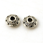 Perles de séparateur de style tibétain , rondelle, argent antique, 6x3mm, Trou: 2mm