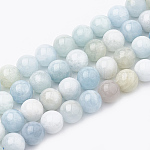 Natural Aquamarine Beads Strands, Round, 8~9mm, Hole: 1mm, about 45~48pcs/strand, 15.7 inch