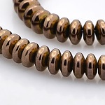 Nicht-magnetische synthetische Hämatit-Rondell-Perlenstränge, Kupfer plattiert, 4x2 mm, Bohrung: 1 mm, ca. 94 Stk. / Strang, 7.8 Zoll