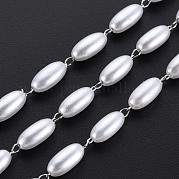 304 Stainless Steel & ABS Plastic Imitation Pearl Beaded Chains CHS-S008-014B-P