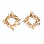 Brass Micro Pave Clear Cubic Zirconia Connector Charms KK-S356-702