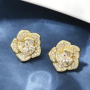 Серьги-гвоздики из латуни с микро-паве и прозрачным фианитом EJEW-M082-19G