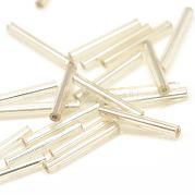 Серебряные подкладке прозрачное стекло стеклярусом SEED-R028-2x20-B02
