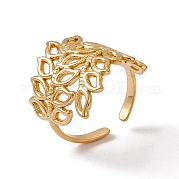 Ion Plating(IP) 304 Stainless Steel Hollow Out Leaf Open Cuff Ring for Women RJEW-C045-16G