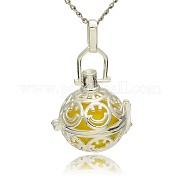 Silver Color Plated Brass Hollow Round Cage Pendants KK-J216-18S