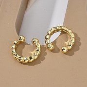 Серьги-каффы в форме веревки из латуни с гальванопокрытием EJEW-G288-08G