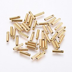 Placcatura ionica (ip) estremità del cavo in acciaio inossidabile 304, testate di chiusura, colonna, oro, 7x1.6mm, Foro: 0.8 mm, diametro interno: 1mm