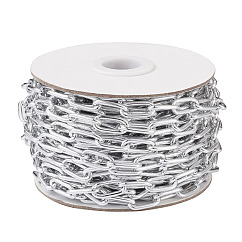 Chaînes de trombone en aluminium, chaînes de câble allongées étirées, non soudée, gainsboro, 15.5x7.5x2mm, environ 32.81 pied (10 m)/rouleau