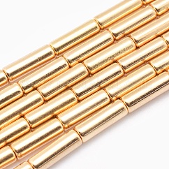 Electroplate non magnetici ematite sintetico fili di perline, grado aa, placcato di lunga durata, colonna, placcato oro chiaro, 13x4mm, Foro: 1 mm, circa 30pcs/filo, 15.7 pollice (40 cm)