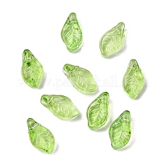 Abalorios de vidrio, hoja, verde amarillo, 12x6.5x5mm, agujero: 0.8 mm