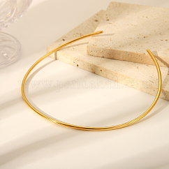 Gargantilla sencilla de acero inoxidable 304 con puños redondos, joyería de moda para mujer, dorado, diámetro interior: 4.92 pulgada (12.5 cm)