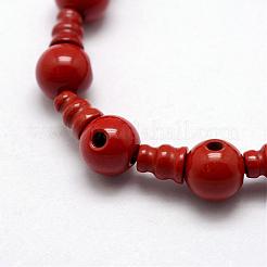 Jaspe rouge naturel 3 trous brins guru de perles&nbsp;G-K149-05